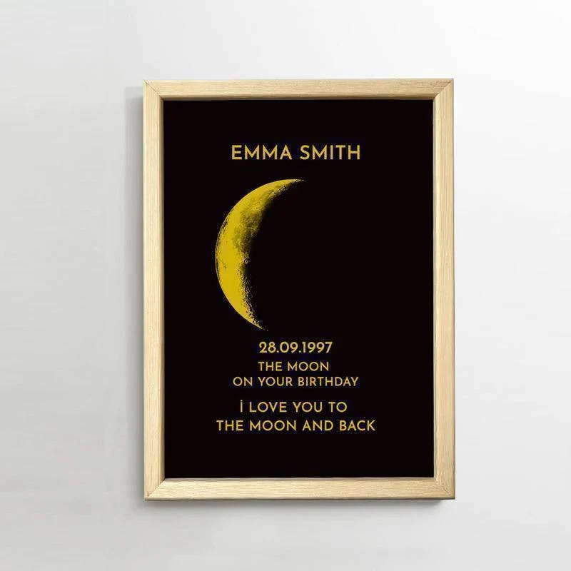 Moonlit Love - Personalized Couple Art with Real Moon Phase - Unique Anniversary & Valentine's Memory Gift - Image 9