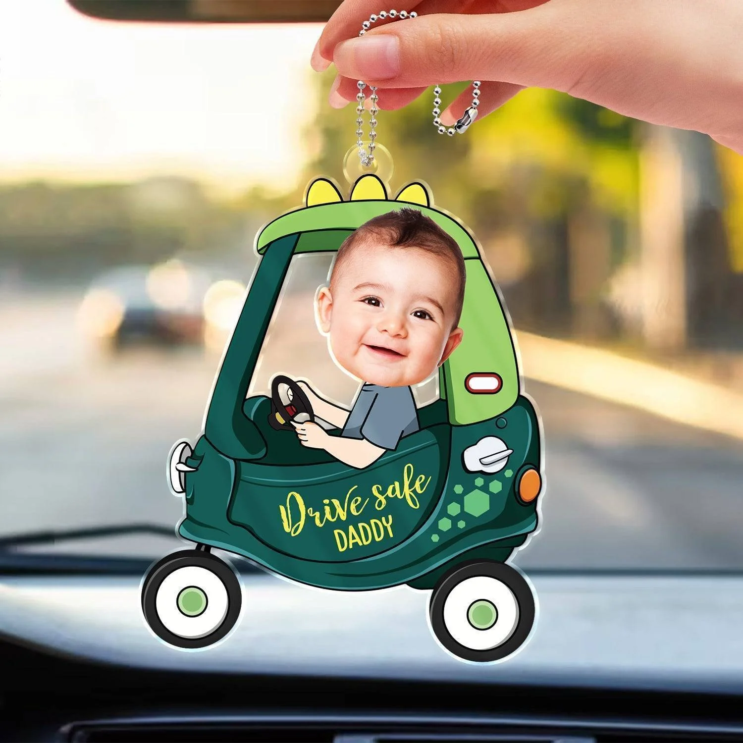Drive Safe, Daddy - Personalized Photo Car Hanger - A Heartfelt Gift for Dad, Papa & Grandpa on Birthdays & More - Image 4