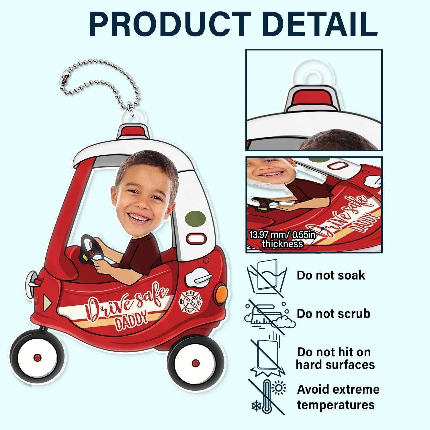 Drive Safe, Daddy - Personalized Photo Car Hanger - A Heartfelt Gift for Dad, Papa & Grandpa on Birthdays & More - Image 6