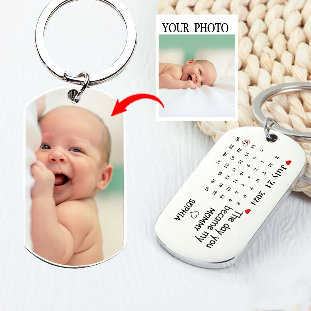 Mommy's Milestone - Custom 'The Day You Became My Mommy' Photo Calendar Keychain - A Personalized Keepsake - Image 3
