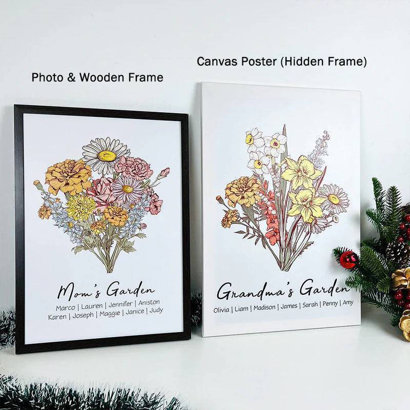Family Blossoms - Custom Birth Flower & Names Artwork - Personalized Canvas or Poster for Your Home - Image 11