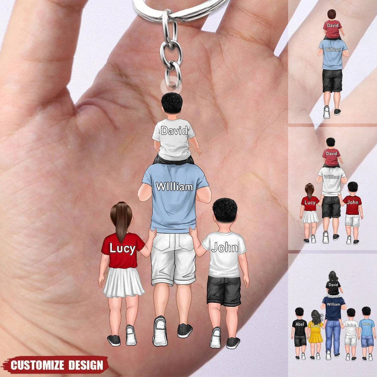 Personalized Dad/Grandpa/Mom/Nana With Kids Acrylic Keychain - Image 3