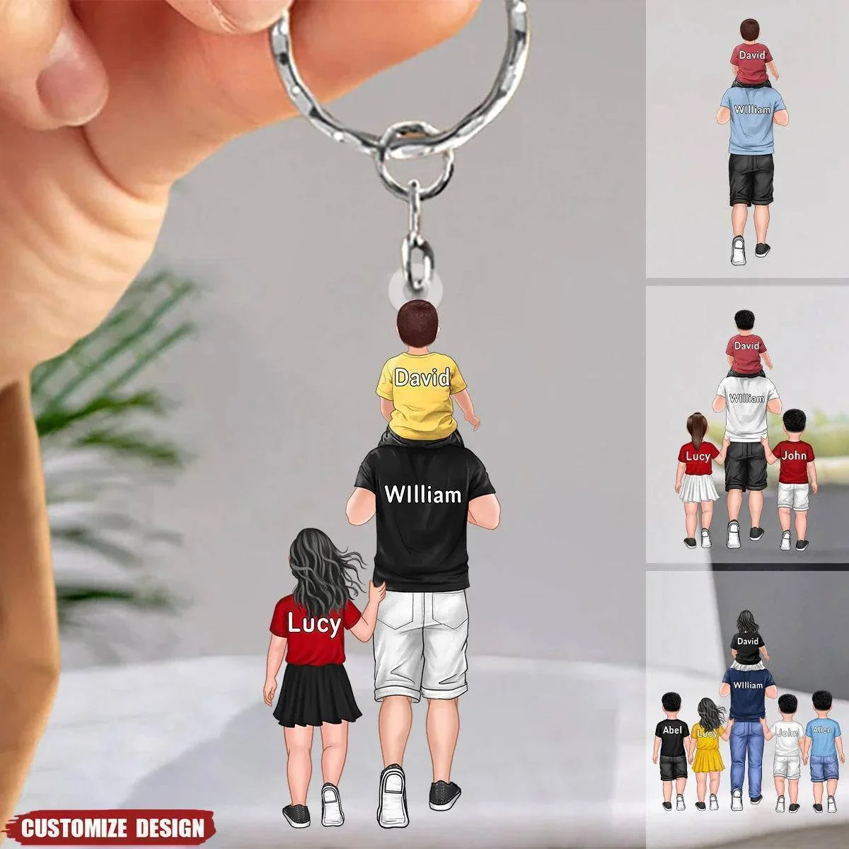 Personalized Dad/Grandpa/Mom/Nana With Kids Acrylic Keychain - Image 6