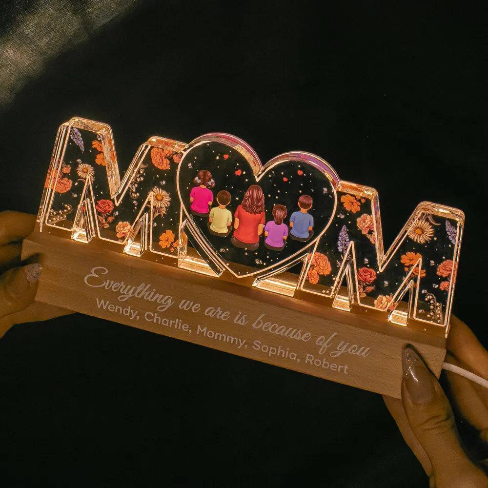 Heartlight Memories: Custom Family Glow, Custom Birth Month Flower Led Night Light - Image 10