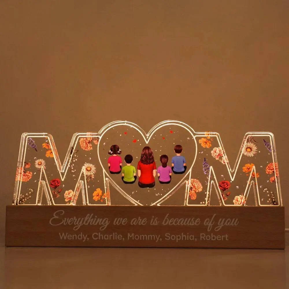 Heartlight Memories: Custom Family Glow, Custom Birth Month Flower Led Night Light - Image 6
