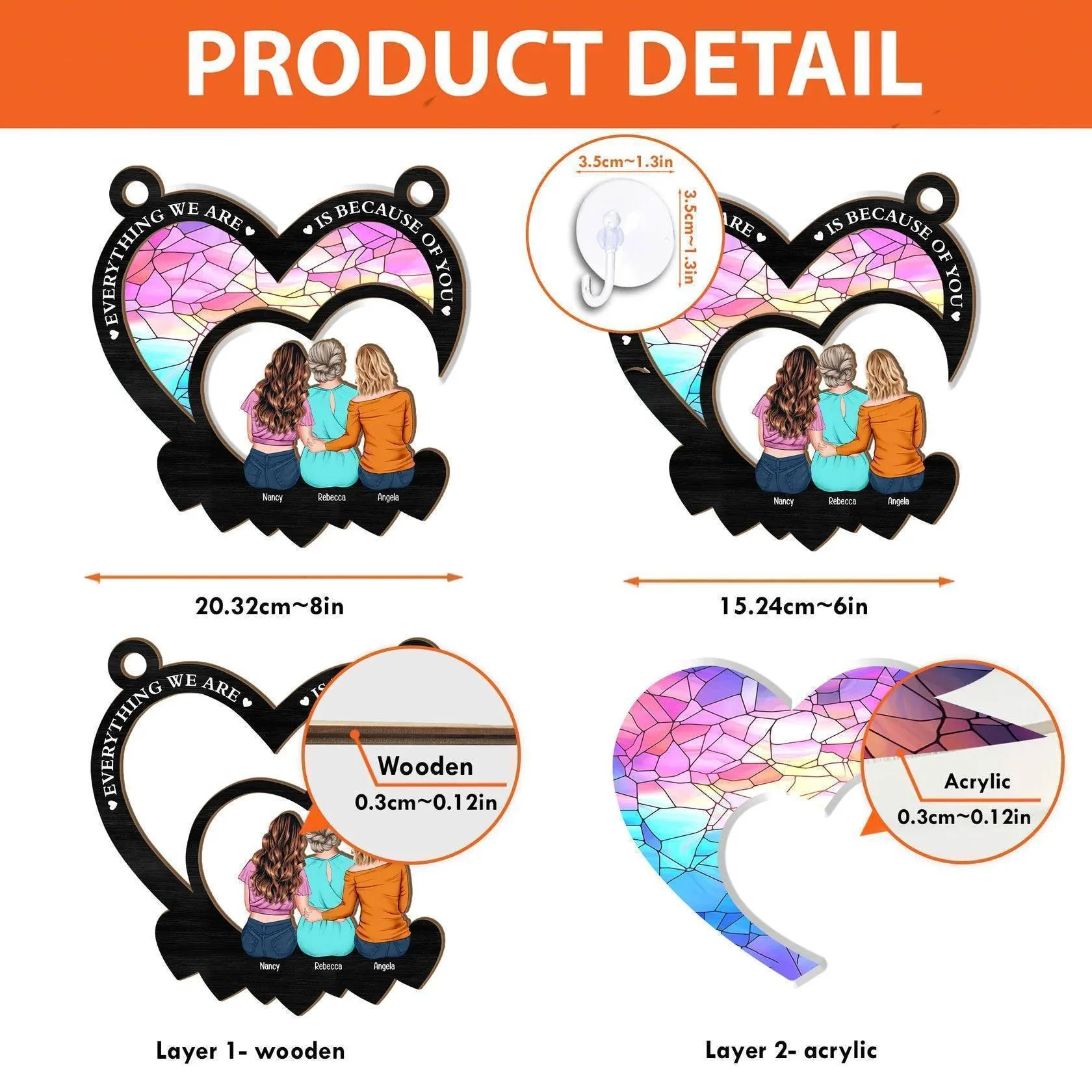 Because of You - Personalized Tribute Ornament for Mom - The Perfect Mother's Day Gift - Image 3