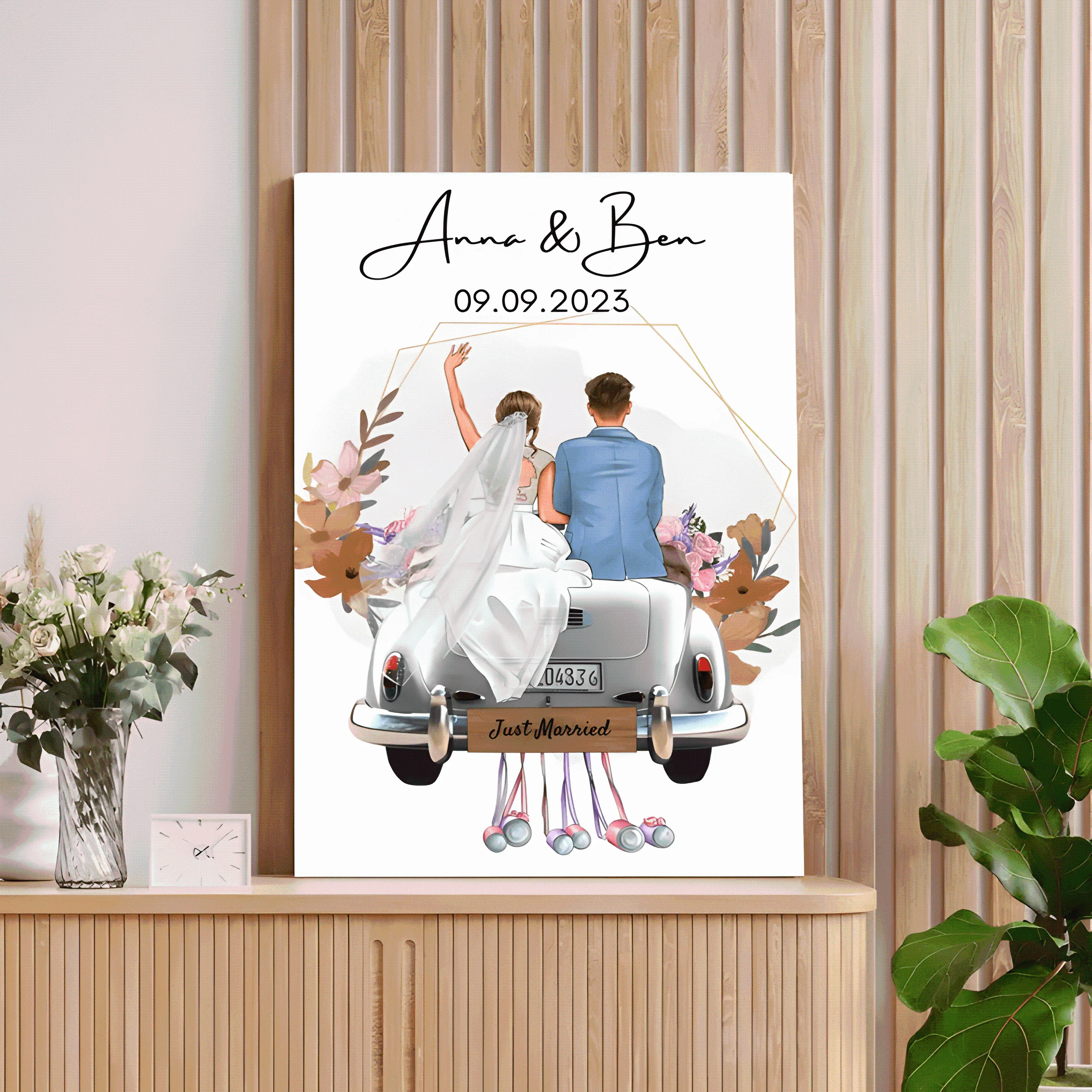 Newlyweds' Blissful Journey - 'Just Married' Personalized Poster or Canvas with Wedding Date