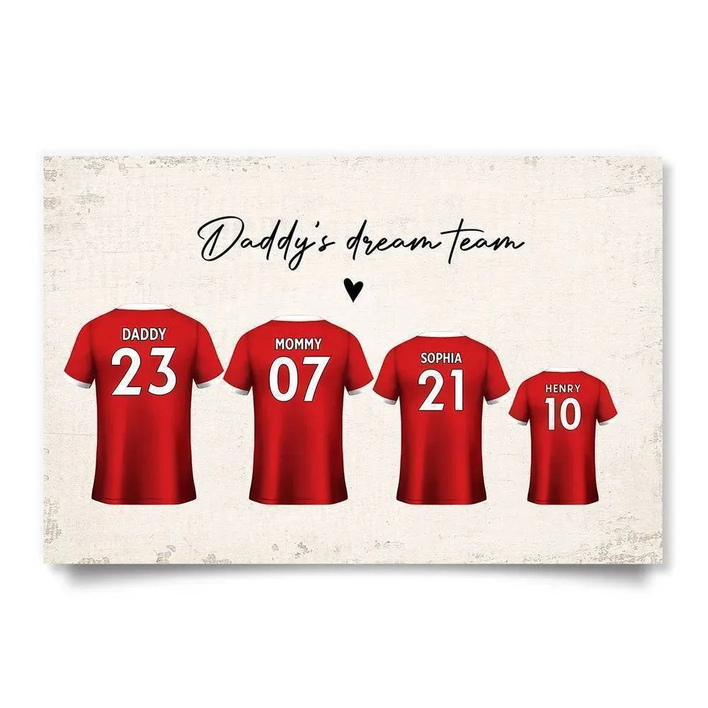 Daddy’s Dream Team Personalized Poster – Custom Soccer Jerseys Family Wall Art – Creative Father’s Day Gift - Image 4