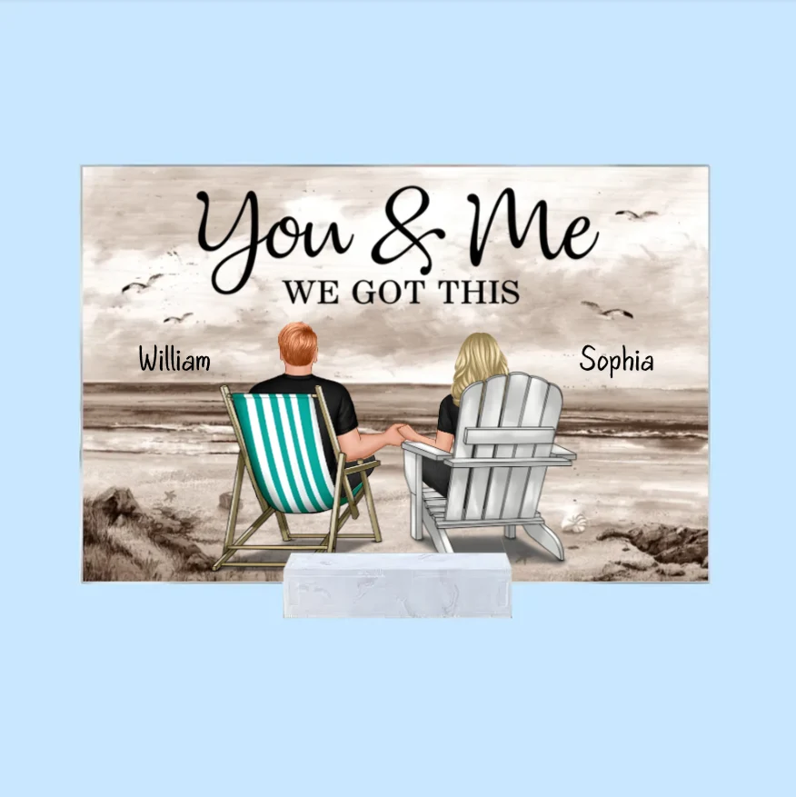 Seaside Memories - Personalized Vintage Beach Couple Acrylic Or Wooden Or LED Light Plaque - A Timeless Anniversary Gift for Him & Her - Image 2