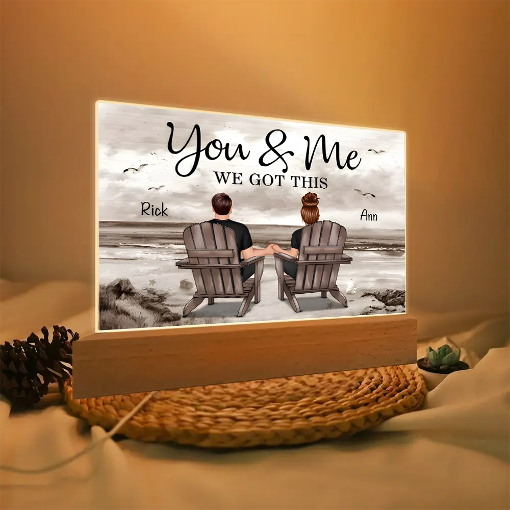 Seaside Memories - Personalized Vintage Beach Couple LED Light Or Wooden Or Acrylic Plaque - A Timeless Anniversary Gift for Him & Her - Image 2