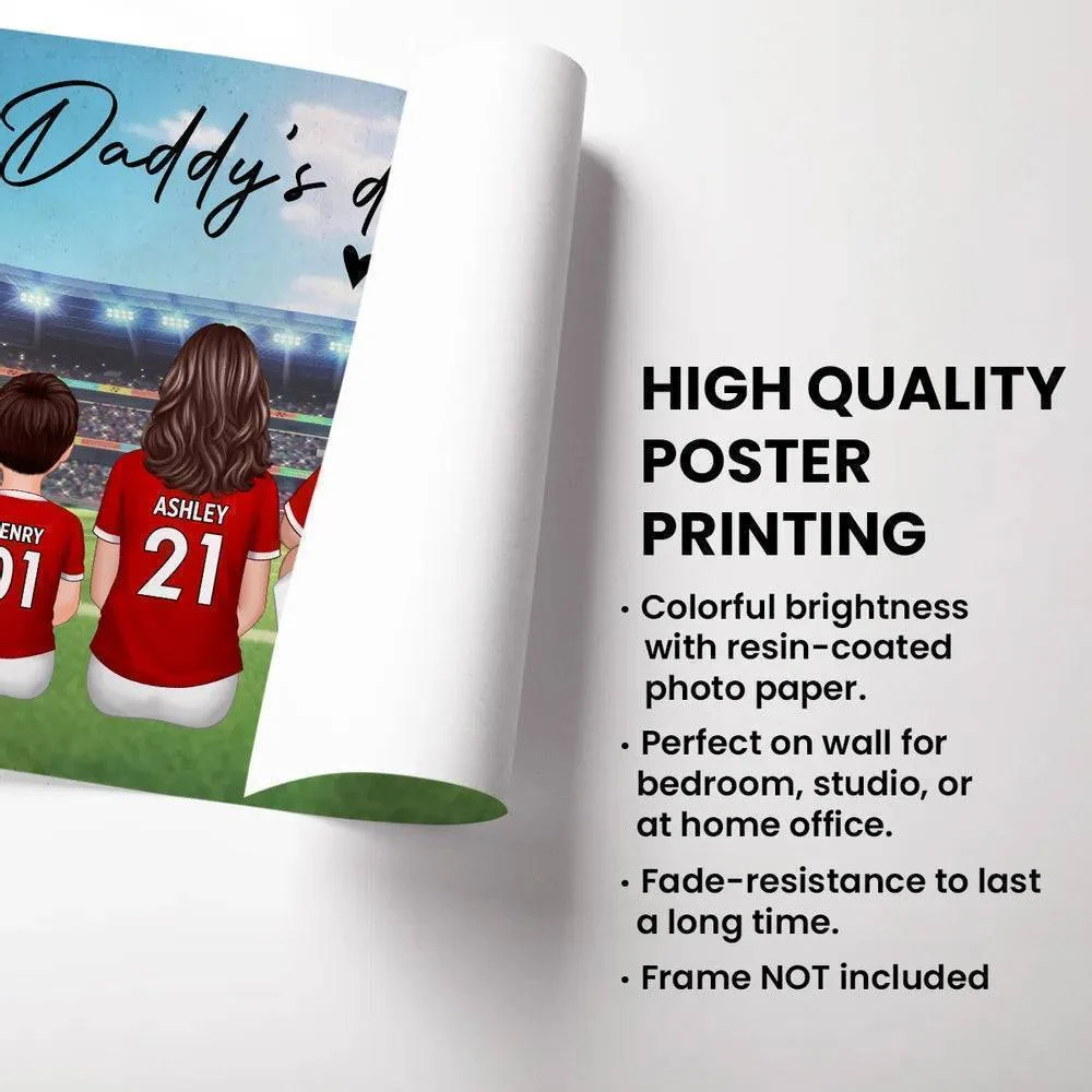 Daddy's Team Soccer Football Family Sitting Personalized Poster, Father's Day Gift For Dad, Grandpa, Husband - Image 4