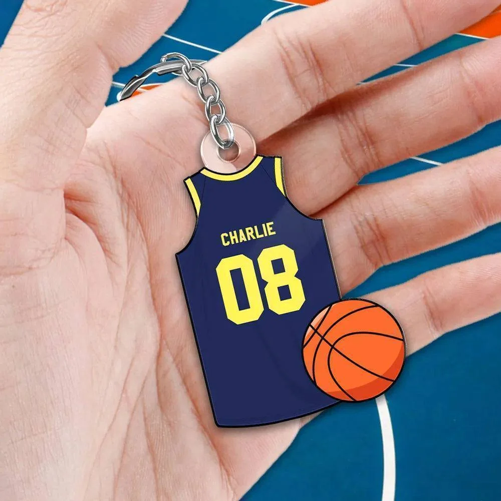 "Personalized Basketball, Soccer, American Football, Baseball Jersey Gift - Custom Acrylic Keychain for Sister, Son , Husband, Him - Perfect Sports Memorabilia Gift" - Image 7