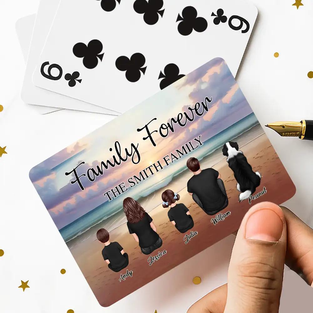 Family Forever Beach Back-View Personalized Playing Cards – Creative Gift for Siblings & Friends - Image 4