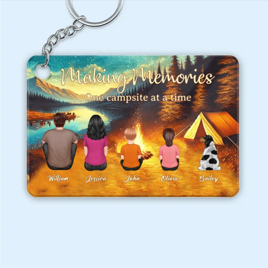 Making Memories Around the Campfire - Personalized Keychain, Poster or Canvas, Plaque, Wallet Card, Carhanger - Unique Family Camping Gift - Image 2