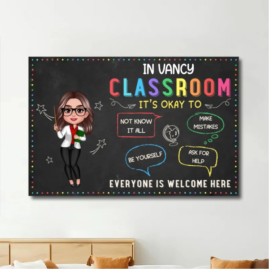 Happy Doll Teacher Personalized Poster, Plaque, Sign, and Stationery Set - Perfect Gift for Teachers - Image 2