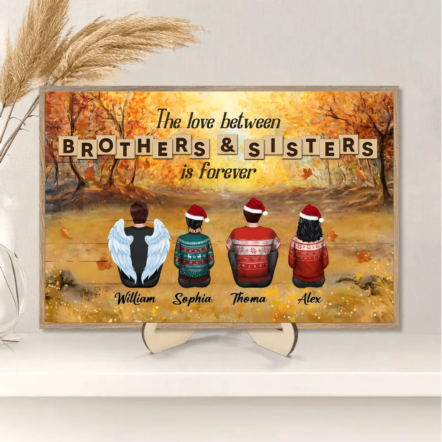 Personalized Brothers & Sisters Forever Poster or Canvas, Keychain, Plaque, Car Hanger, Wallet Card - Perfect Gift for Siblings, Memorial Keepsake - Image 2