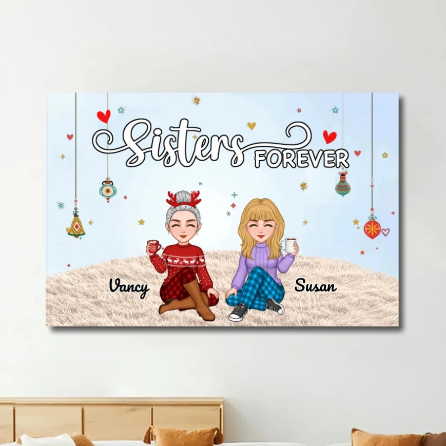Sisters Forever - Personalized Plaque,Ornament, Poster, Keychain, Blanket & Sign - Christmas Gift for Sisters - Image 4