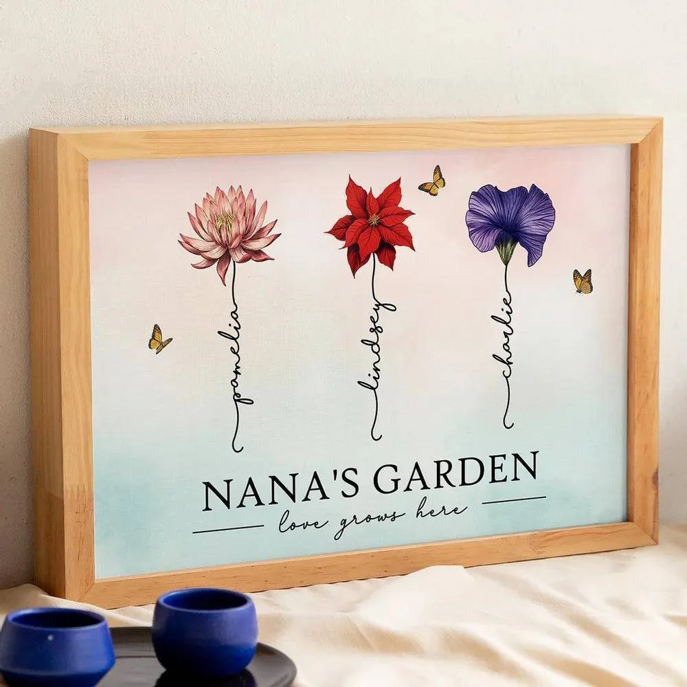 Grandma's Garden Love Grows Here Beautiful Birth Month Flower Gift For Grandma Mom Personalized Cup or Poster or Canvas, Keychain, Plaque, Wallet Card, Pillow - Image 5