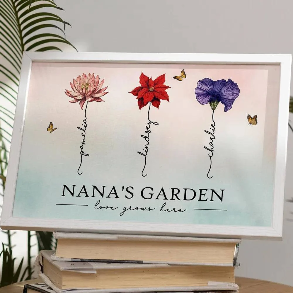 Grandma's Garden Love Grows Here Beautiful Birth Month Flower Gift For Grandma Mom Personalized Cup or Poster or Canvas, Keychain, Plaque, Wallet Card, Pillow - Image 8