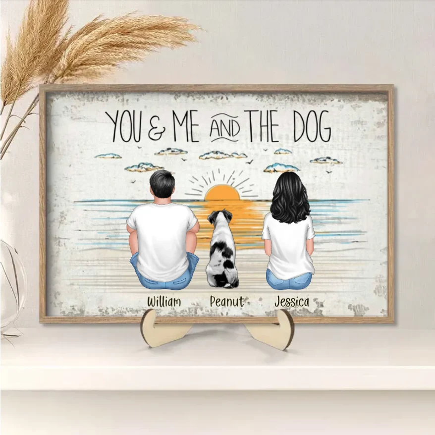 You Me And The Dogs Beach Outline Personalized Ornament or Poster or Canvas or Plaque or Pillow - Image 4
