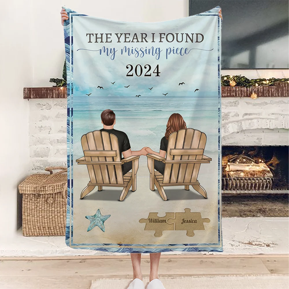 The Year I Found My Missing Piece Couple Gift - Personalized Blanket or Poster or Keychain or Plaque