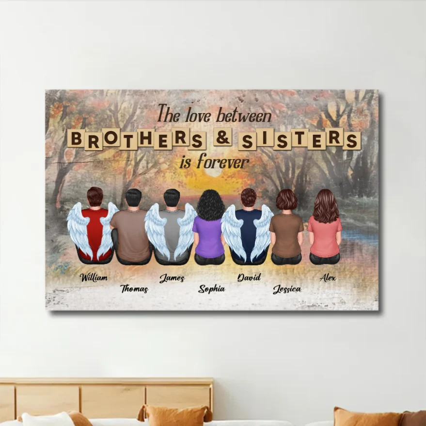 Personalized Brothers & Sisters Forever Keychian, Ornament, Poster or Canvas, Plaque, Wallet Card - Perfect Gift for Siblings, Memorial Keepsake - Image 3