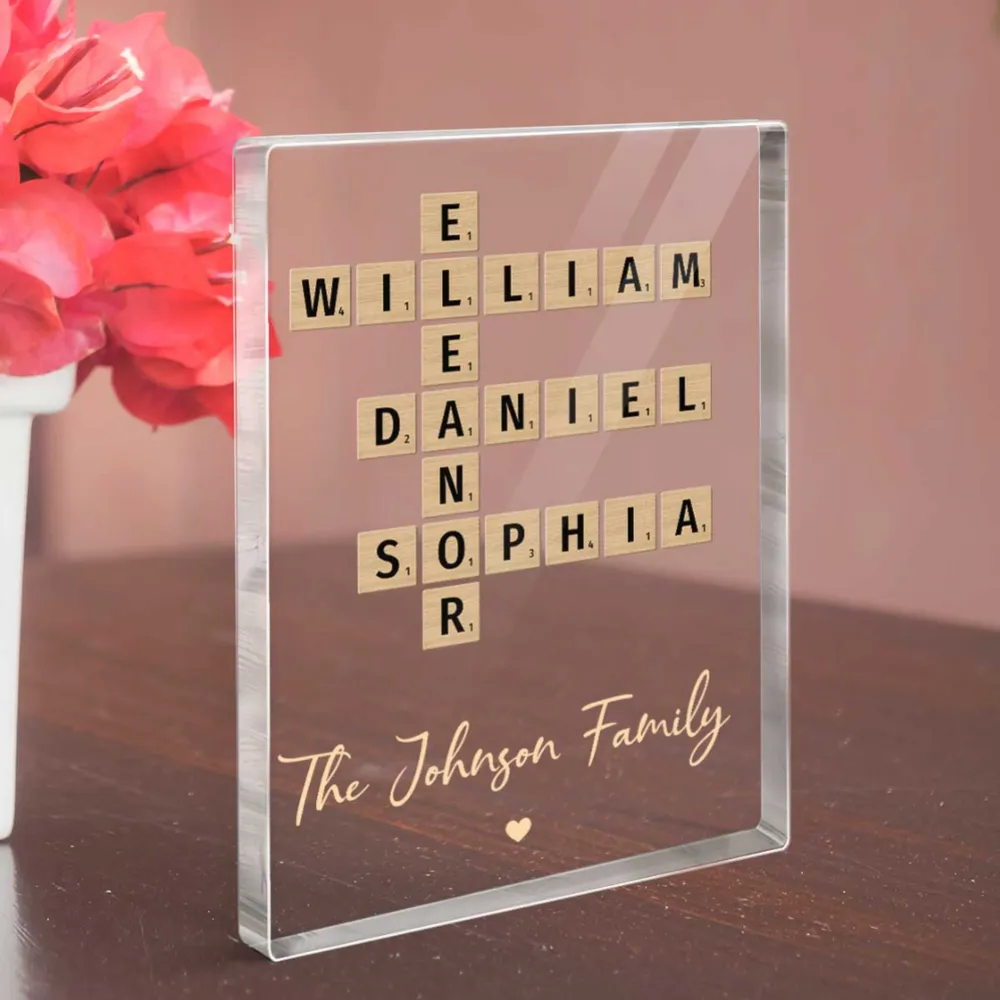 Family Crossword Art Created In A Moment, Treasured Forever Personalized Acrylic Block Plaque or Poster or Keychain - Image 5