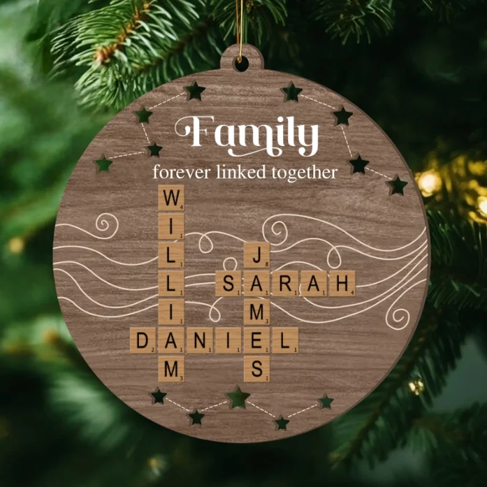 Personalized Family Name Crossword Double-Layer Wooden Ornament - A Heartfelt Gift to Celebrate Togetherness - Image 2