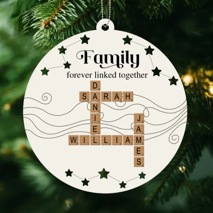 Personalized Family Name Crossword Double-Layer Wooden Ornament - A Heartfelt Gift to Celebrate Togetherness - Image 3