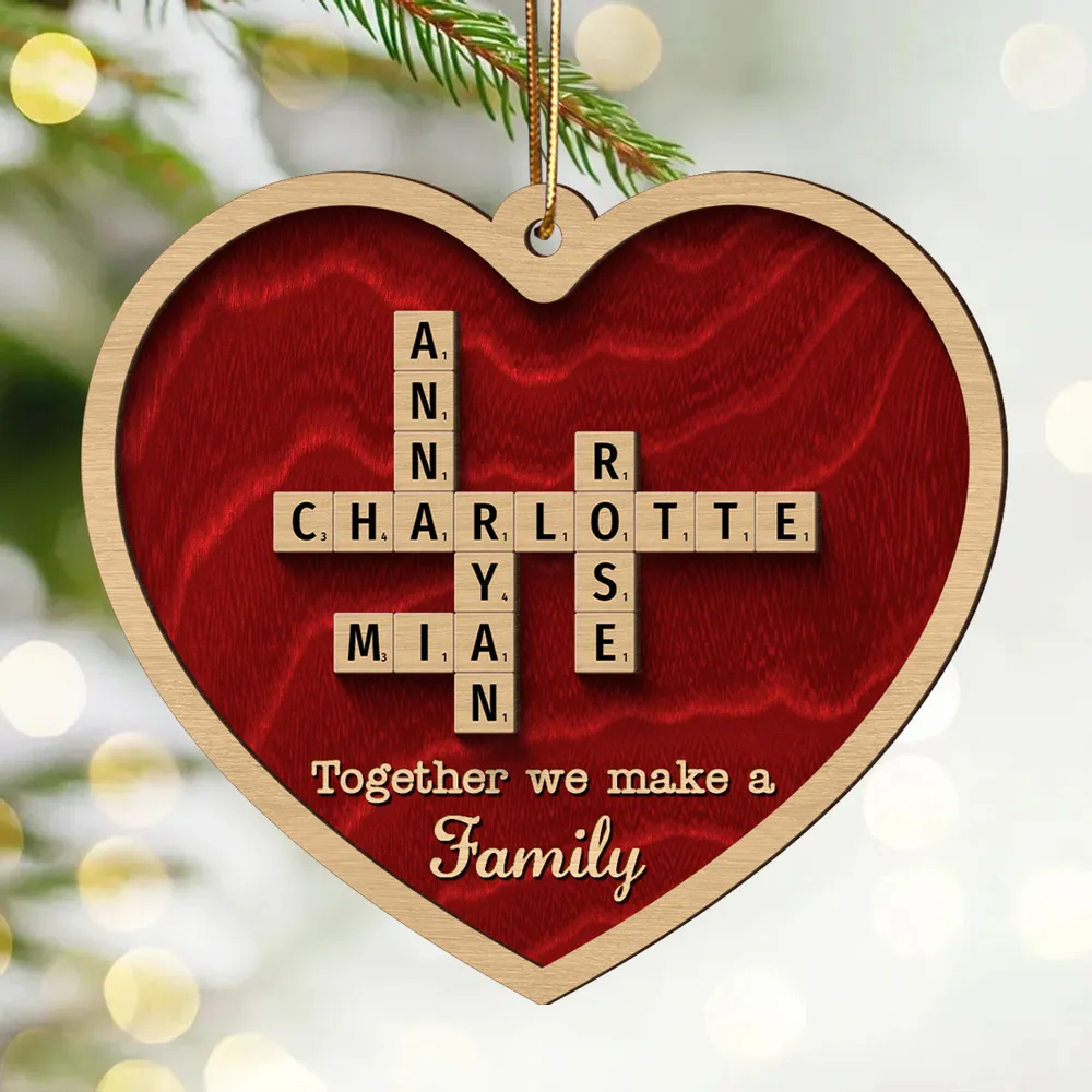 Personalized Double-Layer Wooden Heart Family Names Ornament – Perfect Gift for Cherished Family Memories - Image 8