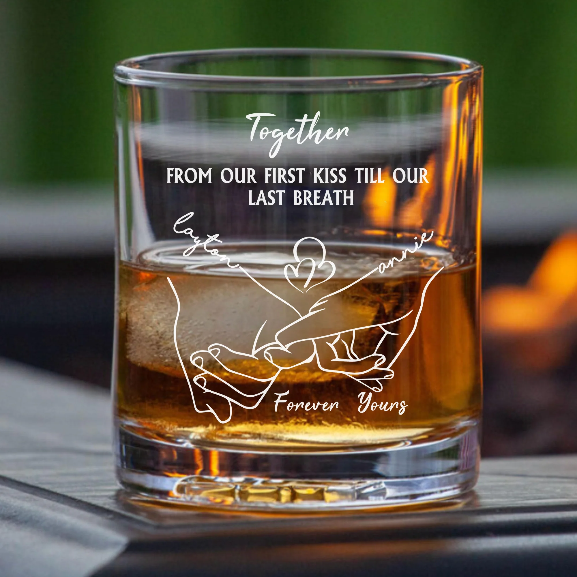 Personalized Romantic Whiskey Glasses, Custom Couple Gift with Photo & Love Quote - Image 2