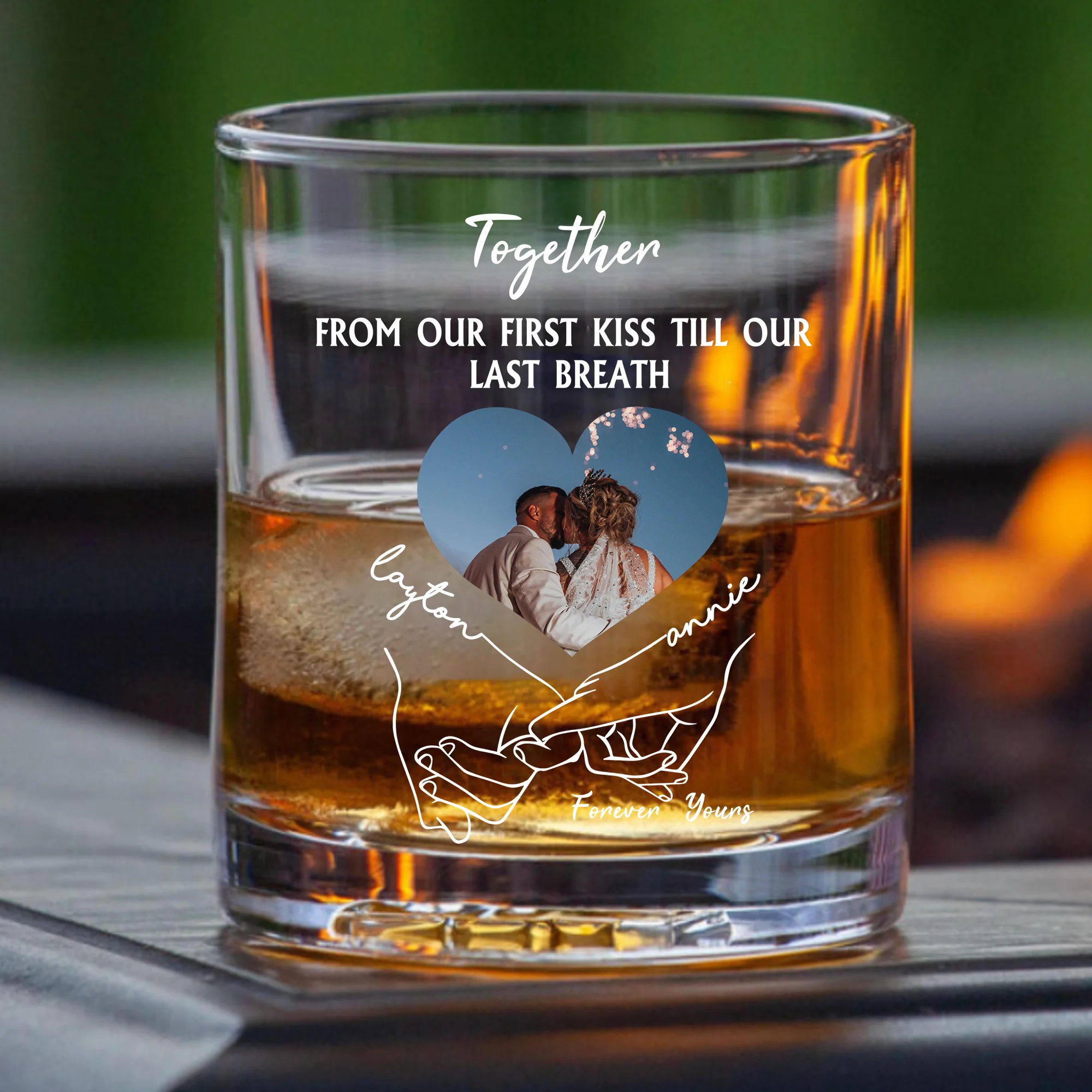 Personalized Romantic Whiskey Glasses, Custom Couple Gift with Photo & Love Quote - Image 3
