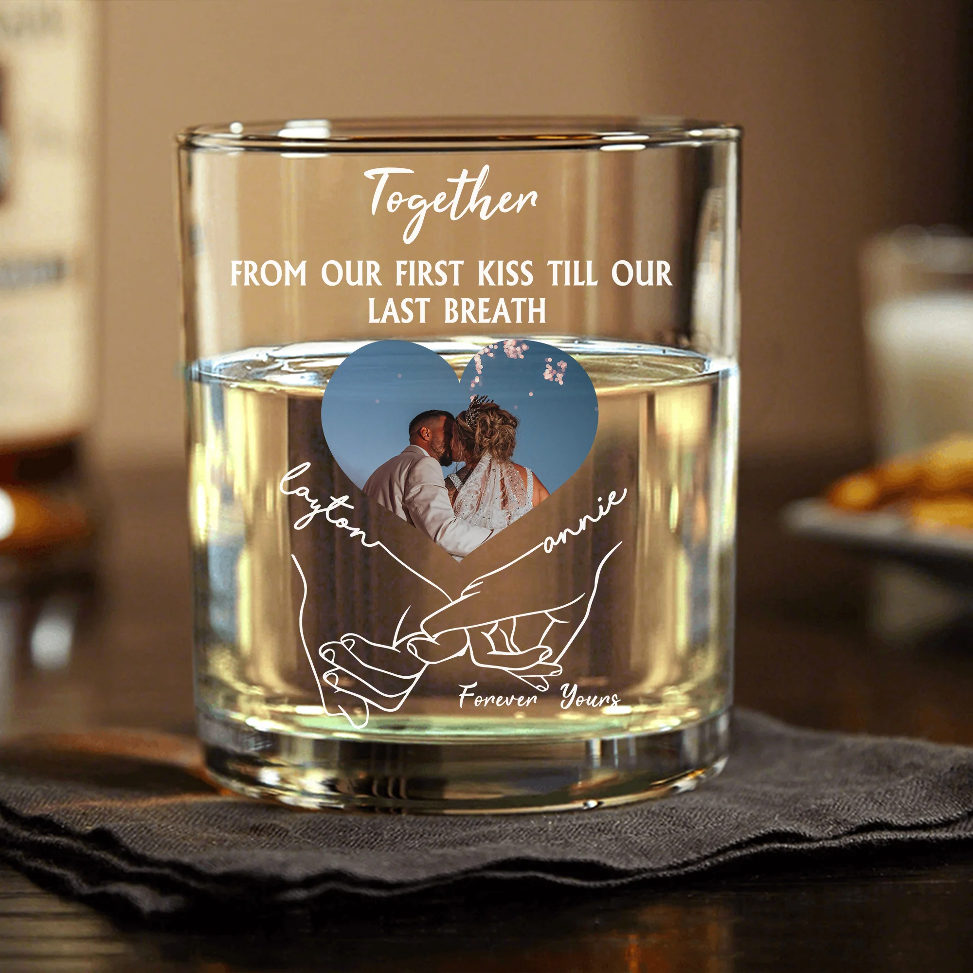 Personalized Romantic Whiskey Glasses, Custom Couple Gift with Photo & Love Quote - Image 4