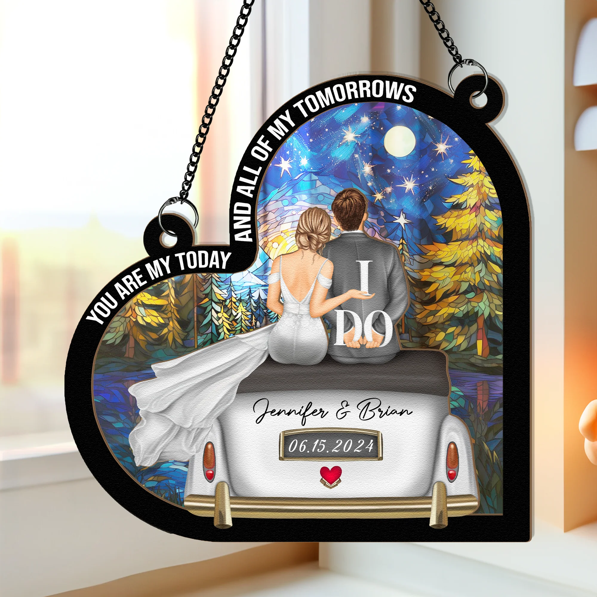 Romantic Wedding Keepsake - "You Are My Today and All of My Tomorrows" Layered Wooden and Acrylic Ornament, Perfect for Newlyweds - Image 4