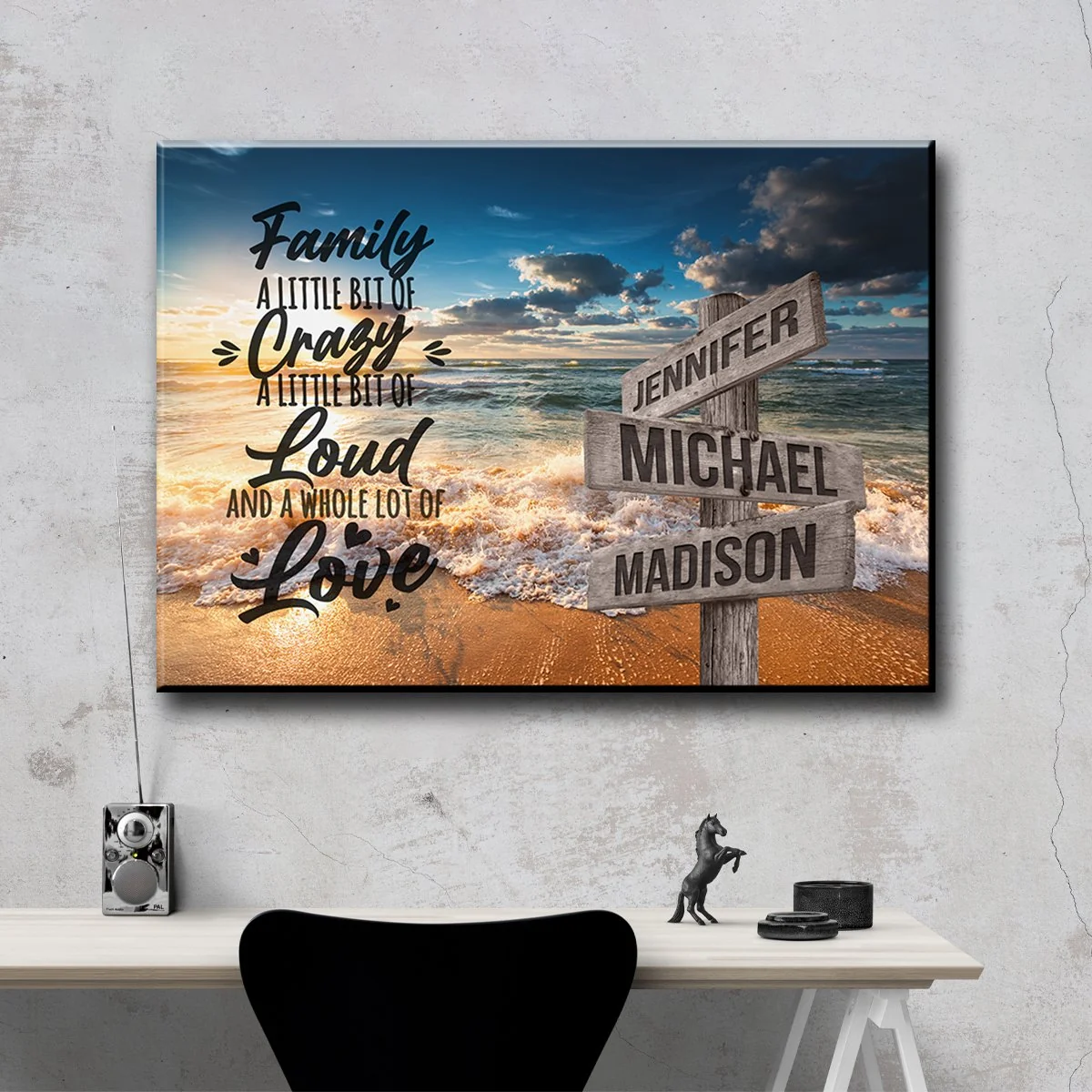 "Family Love & Joy" Personalized Ocean Sunset Canvas Art - The Perfect Gift to Cherish Family Moments - Image 2