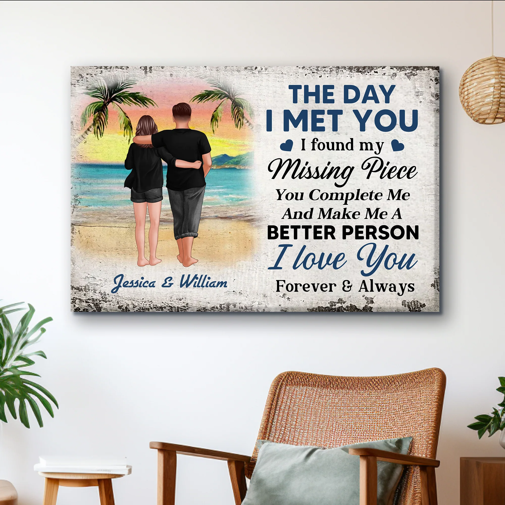 Personalized Beach Couple Poster or Canvas - "The Day I Met You" Romantic Keepsake Gift, Perfect for Couples - Image 3