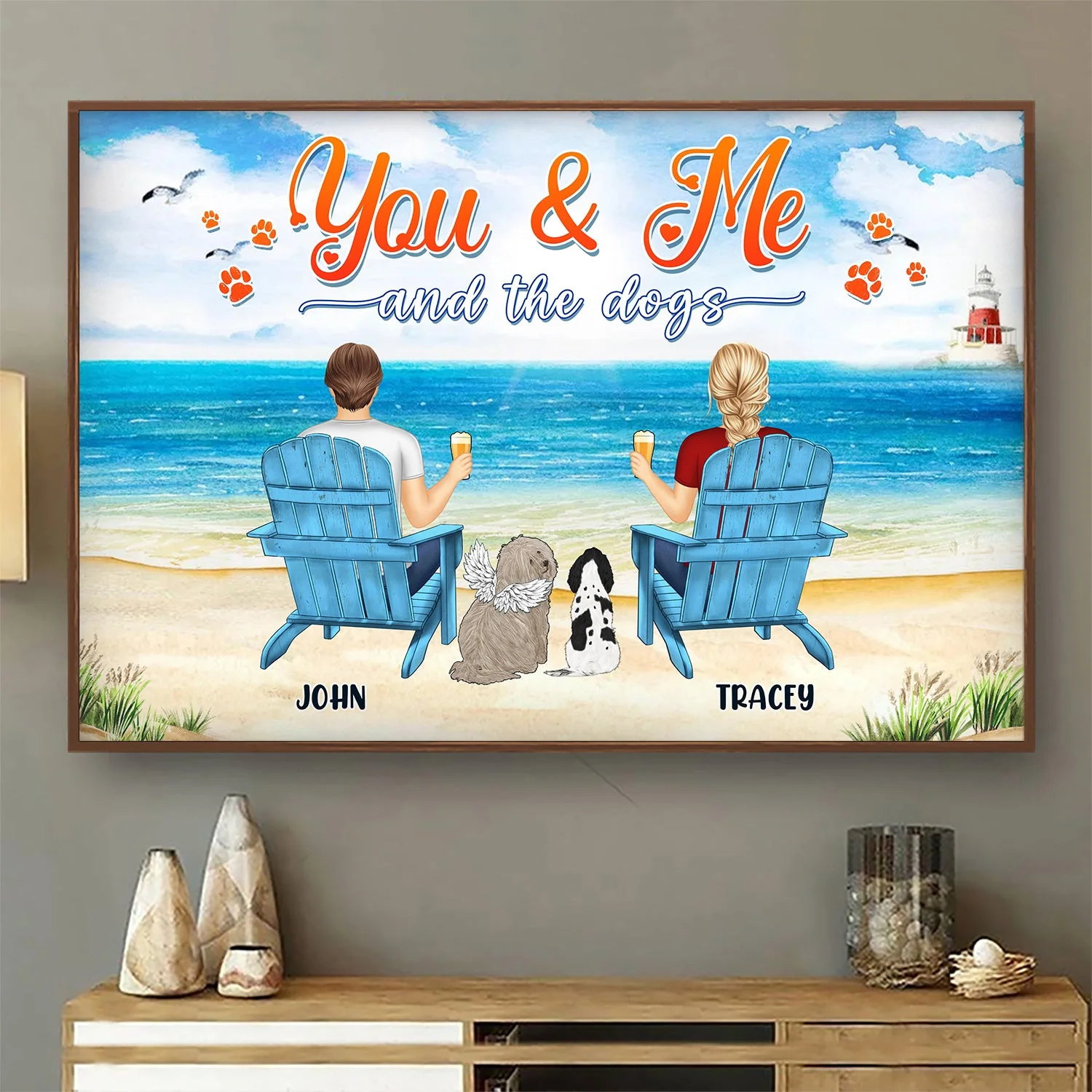 Beach Sunset You, Me & Fur Babies - Personalized Canvas Gift for Pet Lovers - Image 2