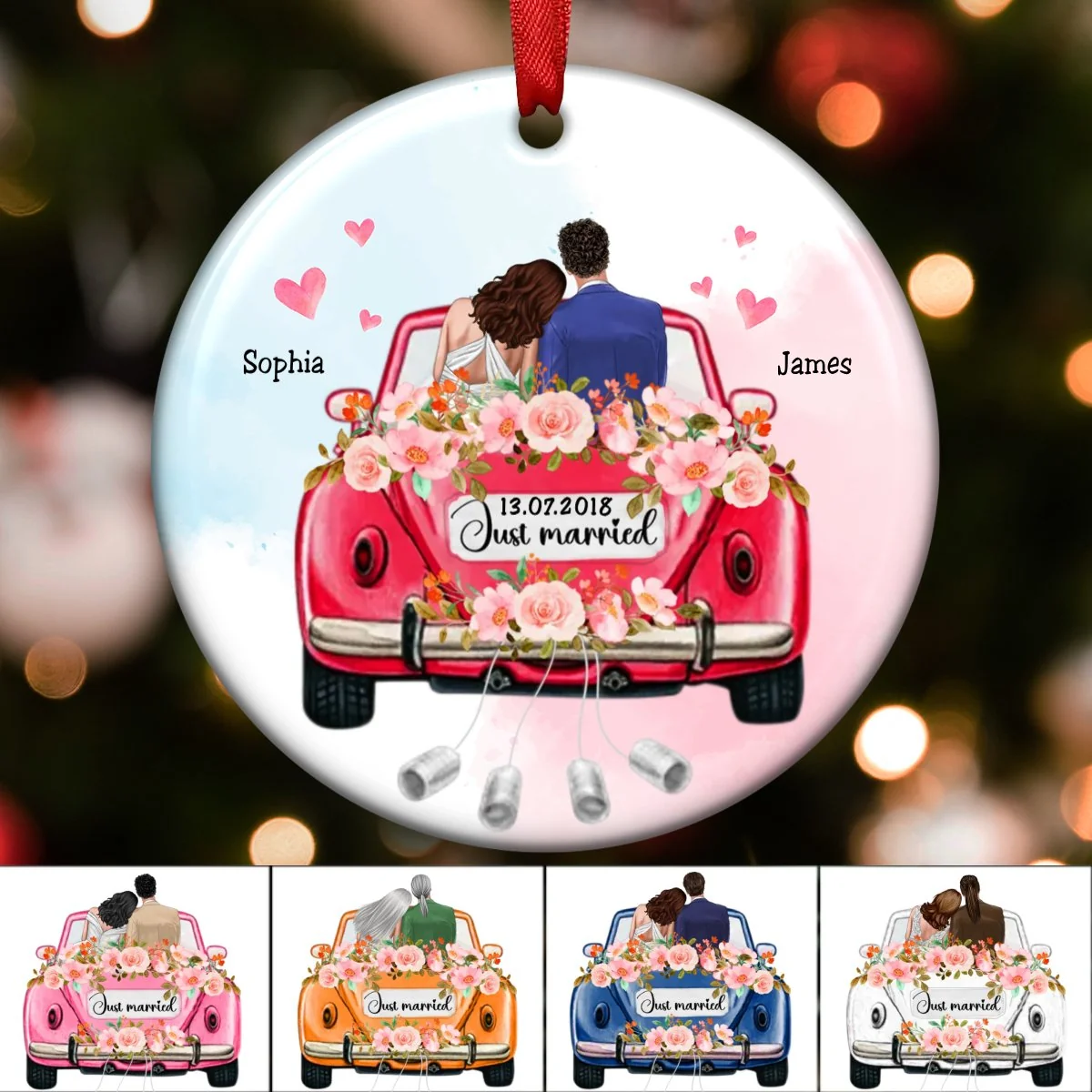 Personalized Wedding Car Ornament - Celebrate the Start of Your Love Journey - Image 5