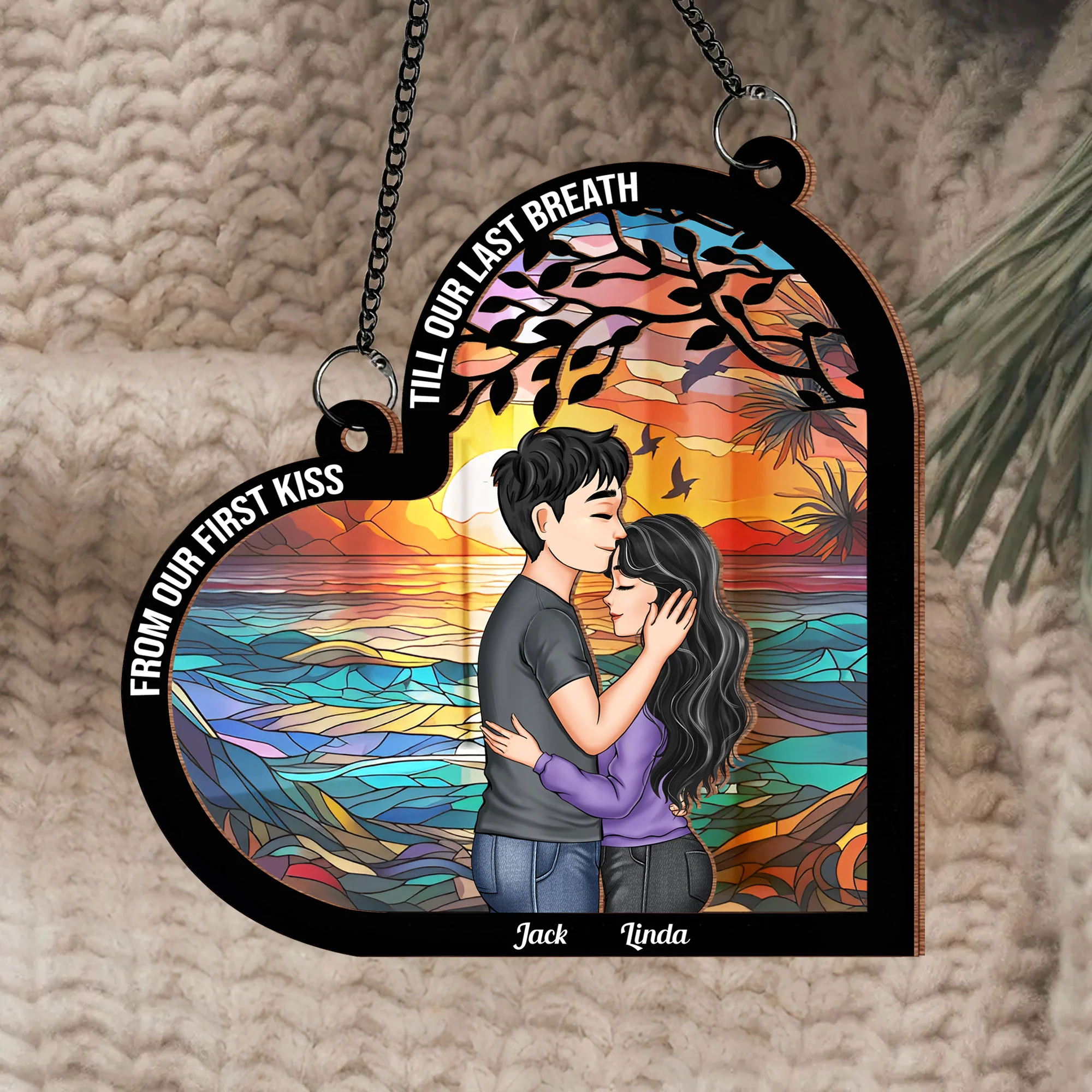 Personalized Couple Ornament - Capturing First Kiss and Everlasting Love in Unique Design - Image 2