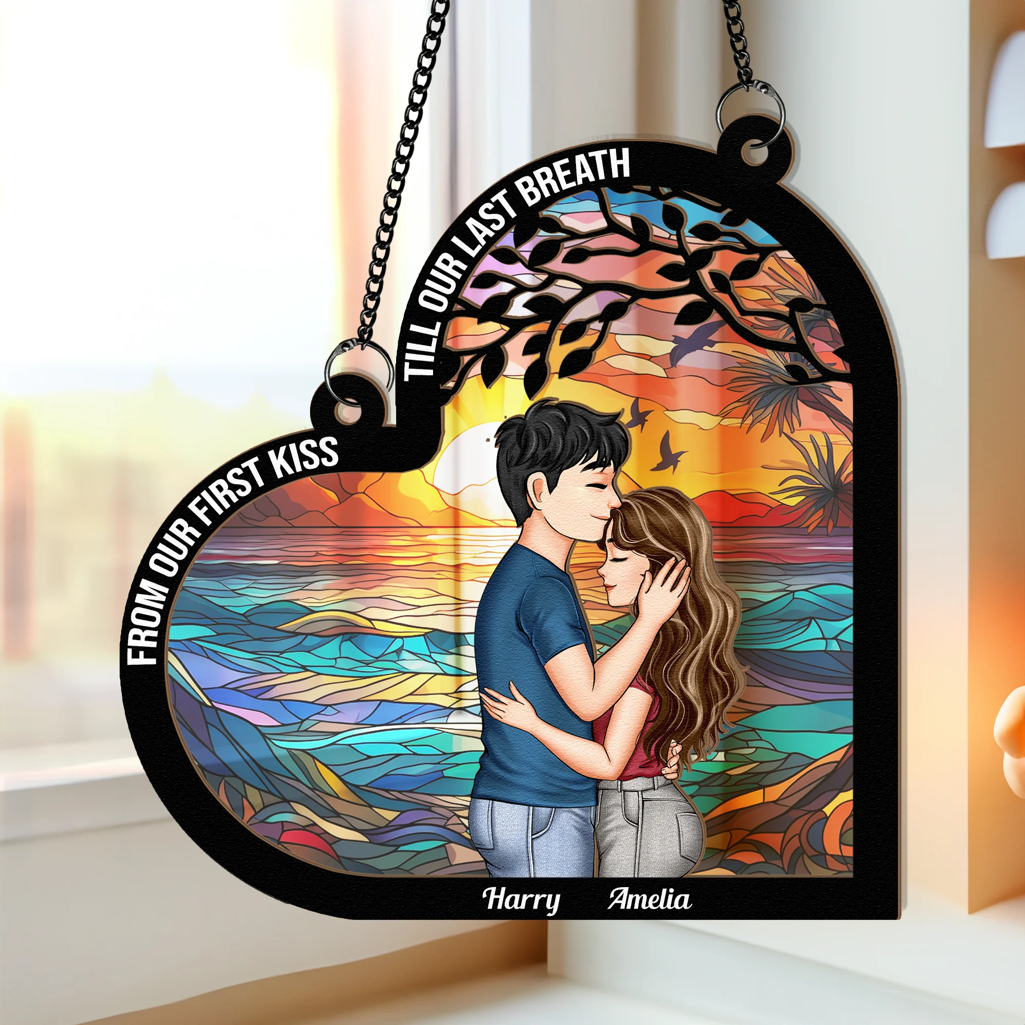 Personalized Couple Ornament - Capturing First Kiss and Everlasting Love in Unique Design - Image 5