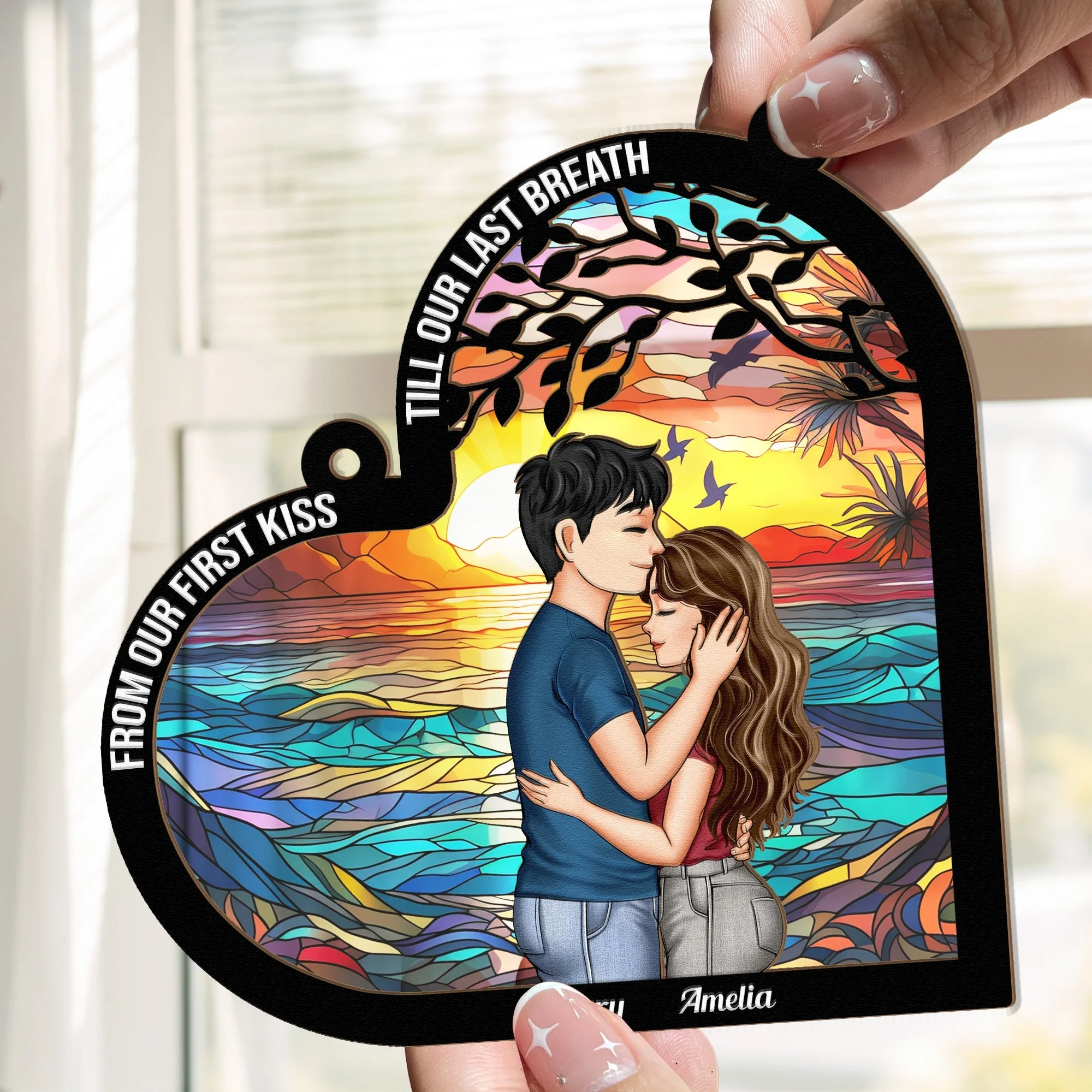 Personalized Couple Ornament - Capturing First Kiss and Everlasting Love in Unique Design - Image 7