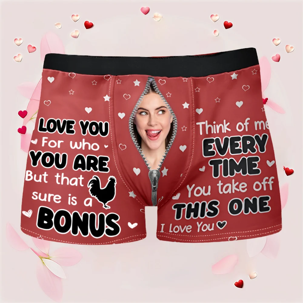 "Think of Me Every Time You Take Off These – Romantic and Funny Personalized Boxer Briefs for Him" - Image 2