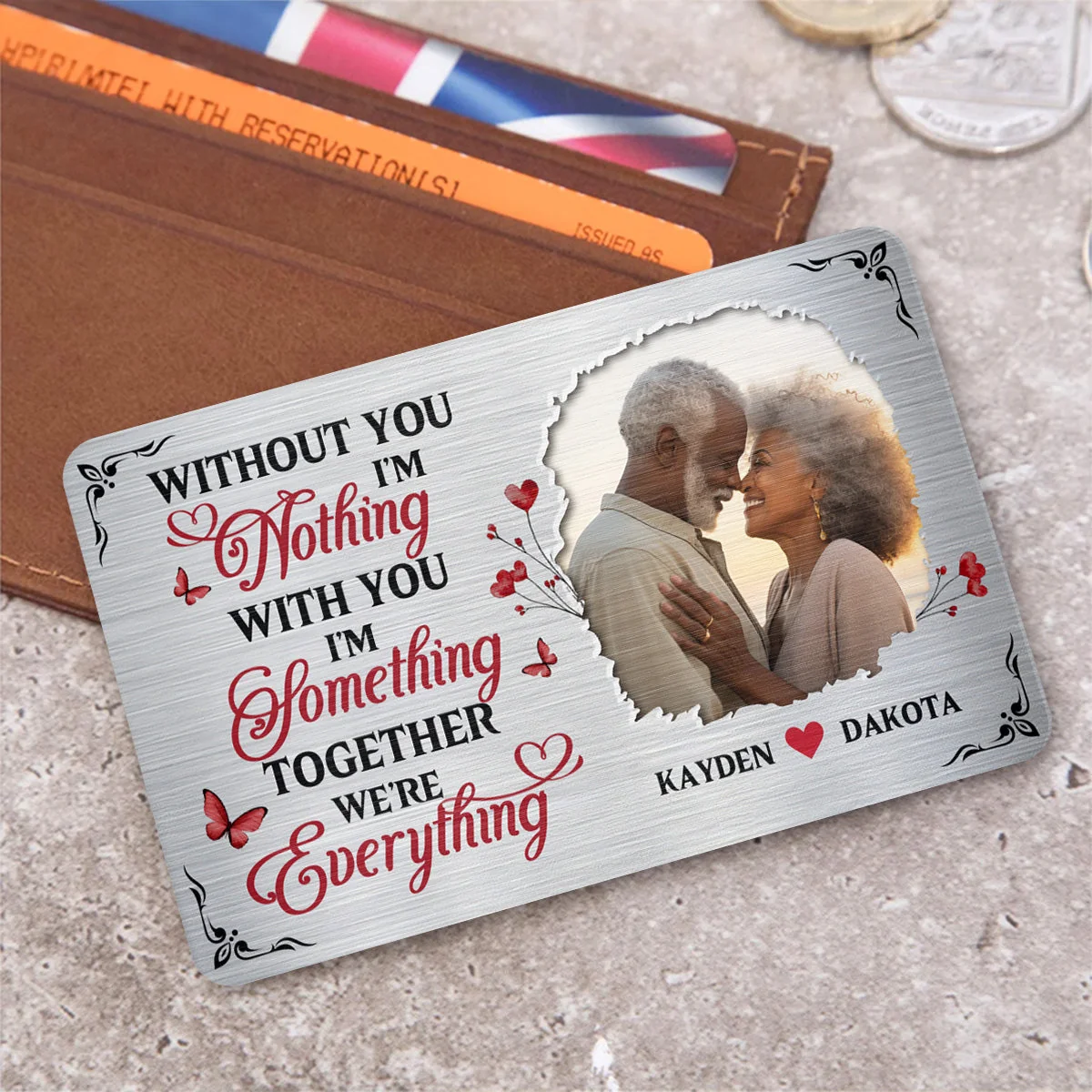 Couple's Custom Wallet Card – "Together We're Everything" Metal Card - Image 6