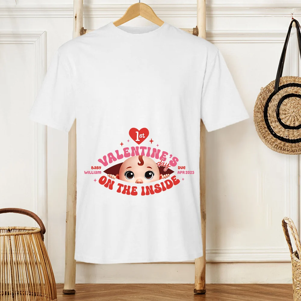 Valentine’s Day Maternity Shirt – Customizable “Baby Is Coming” Classic Tee & Women’s Tee for Expecting Moms - Image 5