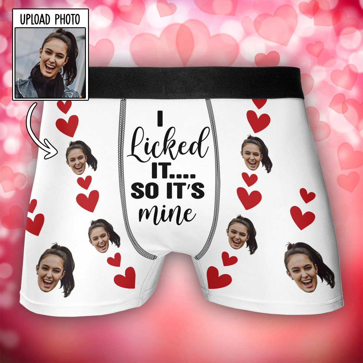 I Licked It, So It's Mine - Personalized Photo Men's Boxer Briefs, Funny Valentine’s Day Gift - Image 2