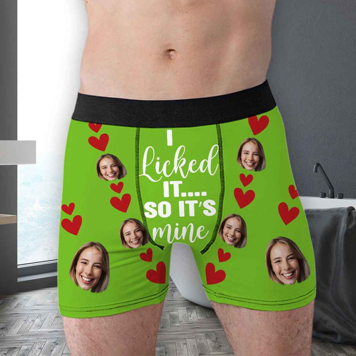 I Licked It, So It's Mine - Personalized Photo Men's Boxer Briefs, Funny Valentine’s Day Gift - Image 4