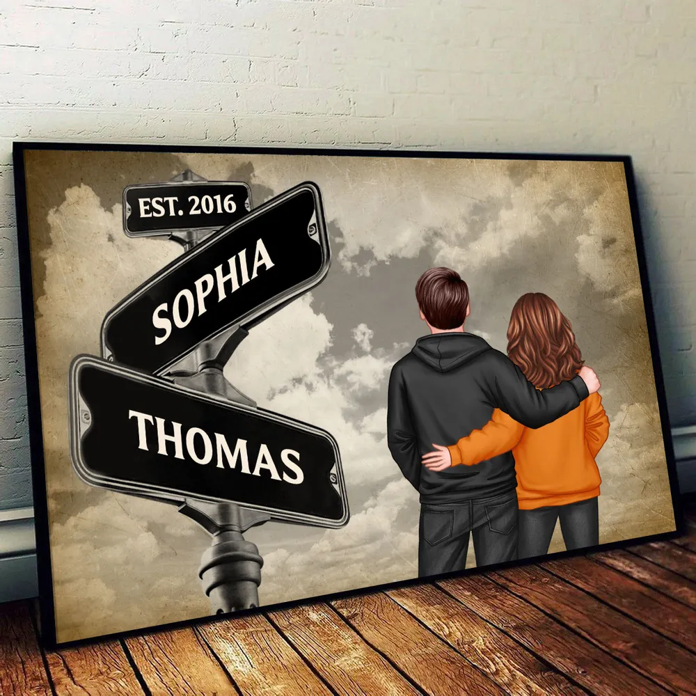 Back View Couple Street Sign Poster – Personalized Gift for Him or Her - Image 11