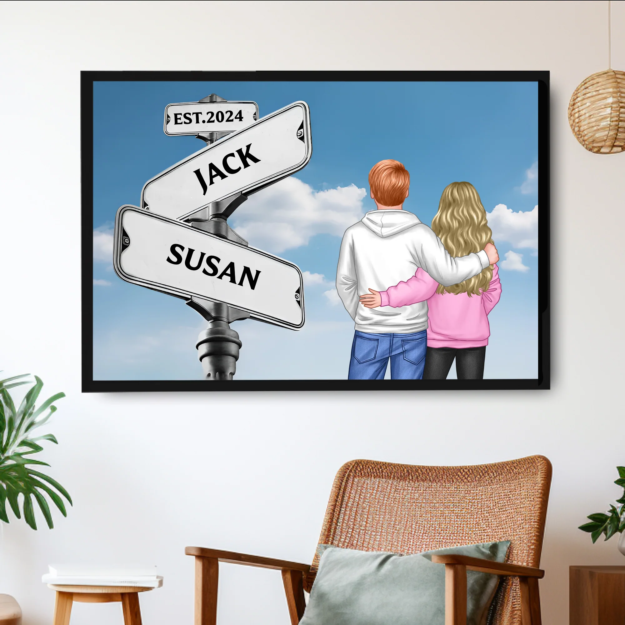 Back View Couple Street Sign Poster – Personalized Gift for Him or Her - Image 2