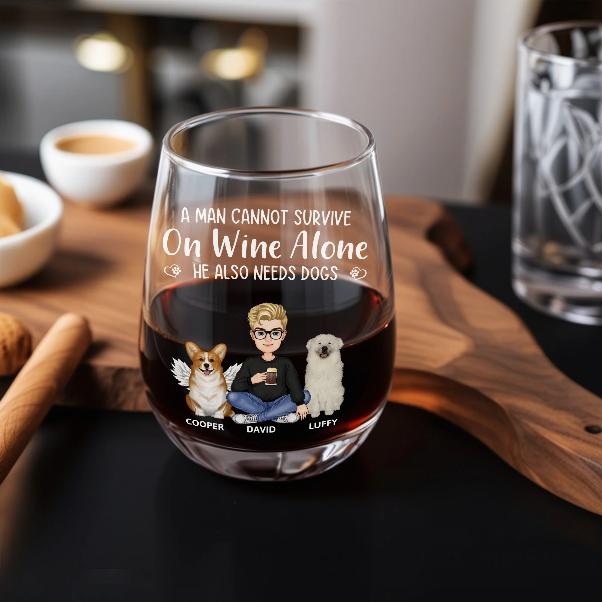 Personalized Women’s Wine Glass - Special Gift for Dog Mom, Dog Dad - Valentine's Day Keepsake for Couples, Pet Lovers, and Families - Image 2
