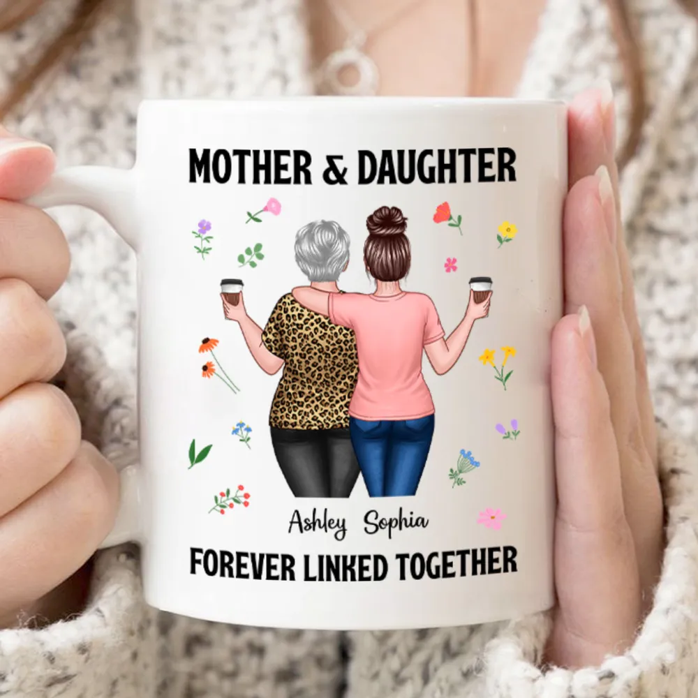 Custom Mother's Day Coffee Mug - Forever Linked Mother and Daughter Design for Cherished Moments - Image 3